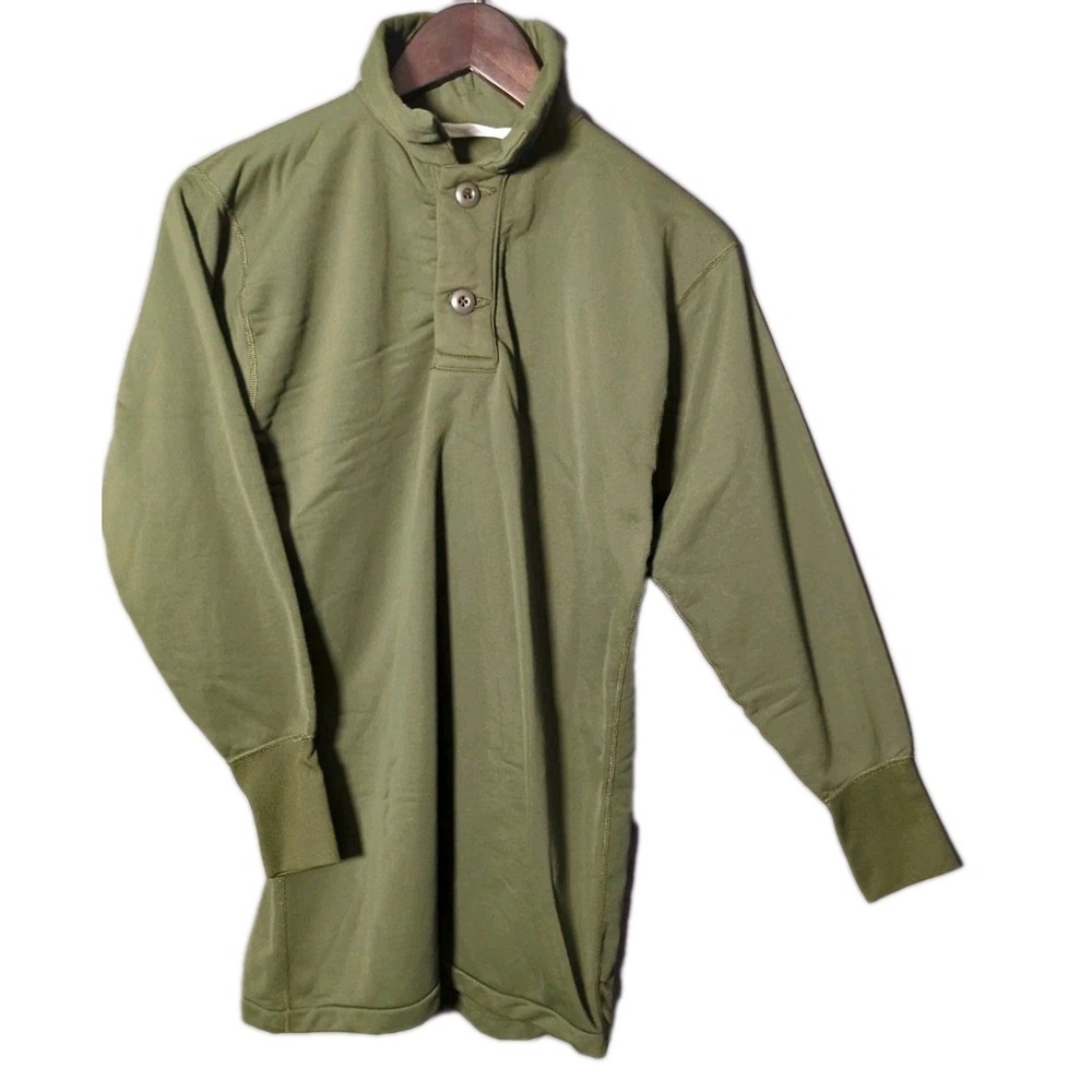 US Military Sleep Shirt Mens Extra Small Dark Olive Tricot Knit‎ Heat Retentive